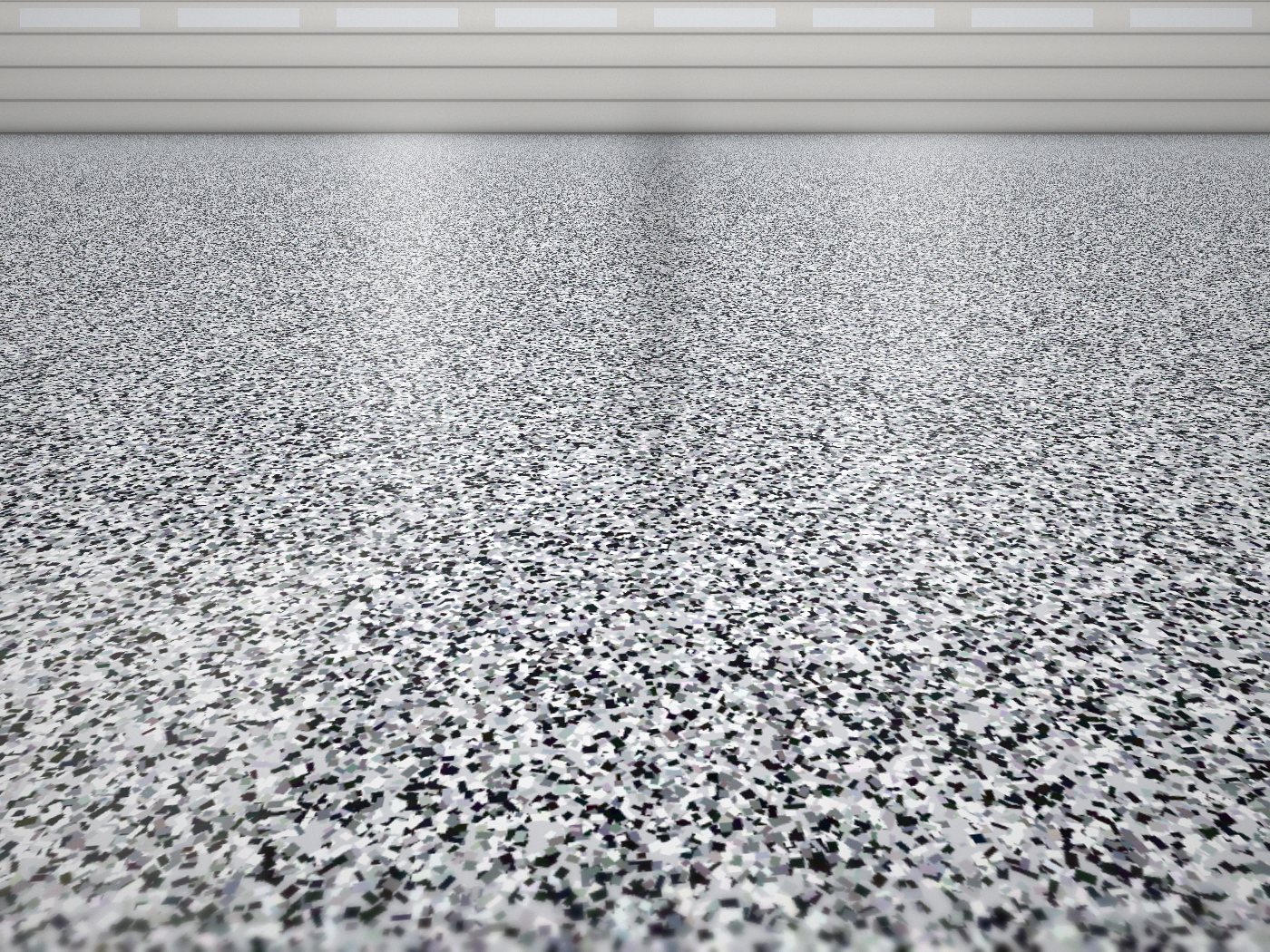 Black and white flake garage floor coating in Southlake